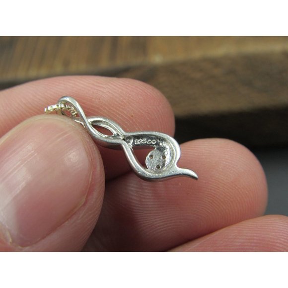 16" Sterling Silver Small Diamond Chips Simple Necklace Vintage Minimalist - Picture 4 of 7